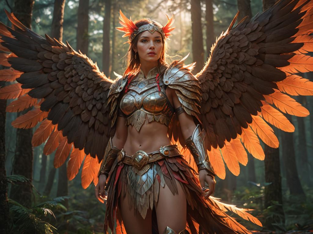 Female Eagle Warrior in Majestic Armor