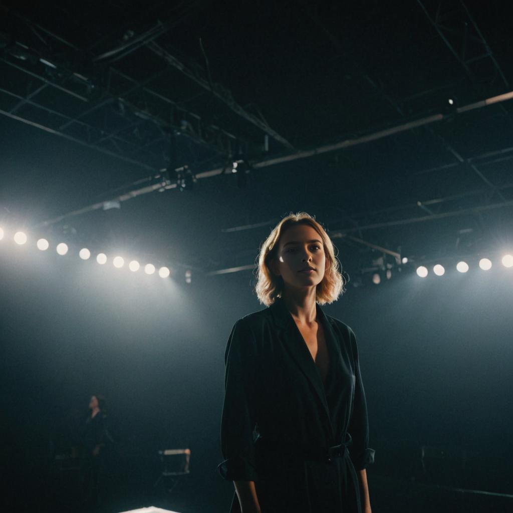 Confident Woman Under Stage Lights