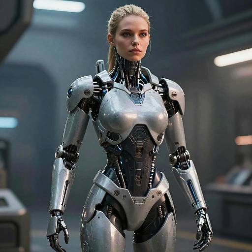 Futuristic Female Humanoid Robot in Sci-Fi Cybernetic Style