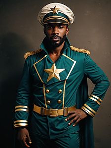 Man in Detailed Captain Grime Cosplay Costume Realistic Photo