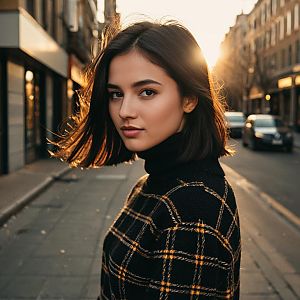 Young Woman in Urban Golden Hour