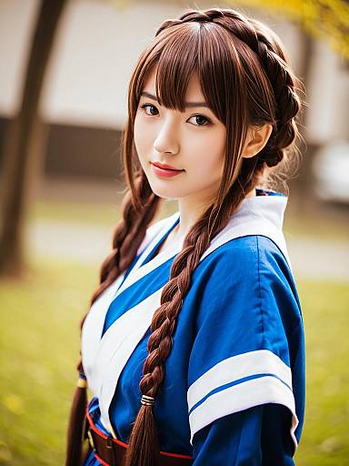 Arika Yumemiya Cosplay Portrait in Blue Traditional Anime Outfit