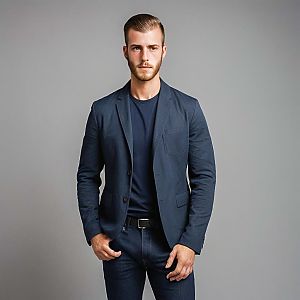 Stylish man in tailored blazer and jeans