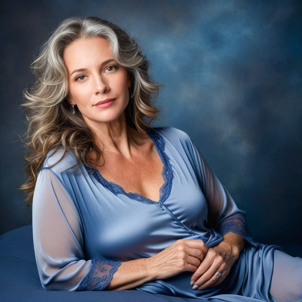 Elegant Middle-Aged Woman in Blue Robe