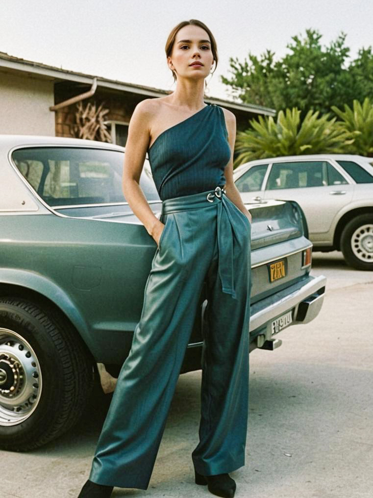 Stylish Woman with Classic Car