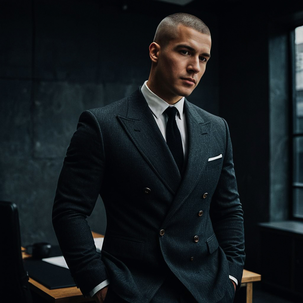 Confident Man in Tailored Suit in Modern Office