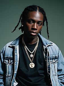 Young Man in Denim Jacket and Gold Chains Urban Streetwear Style