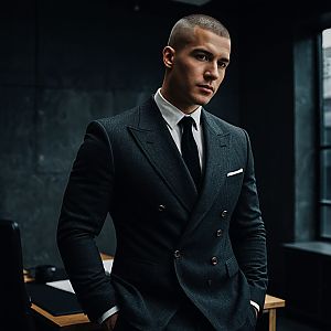 Confident Man in Tailored Suit in Modern Office