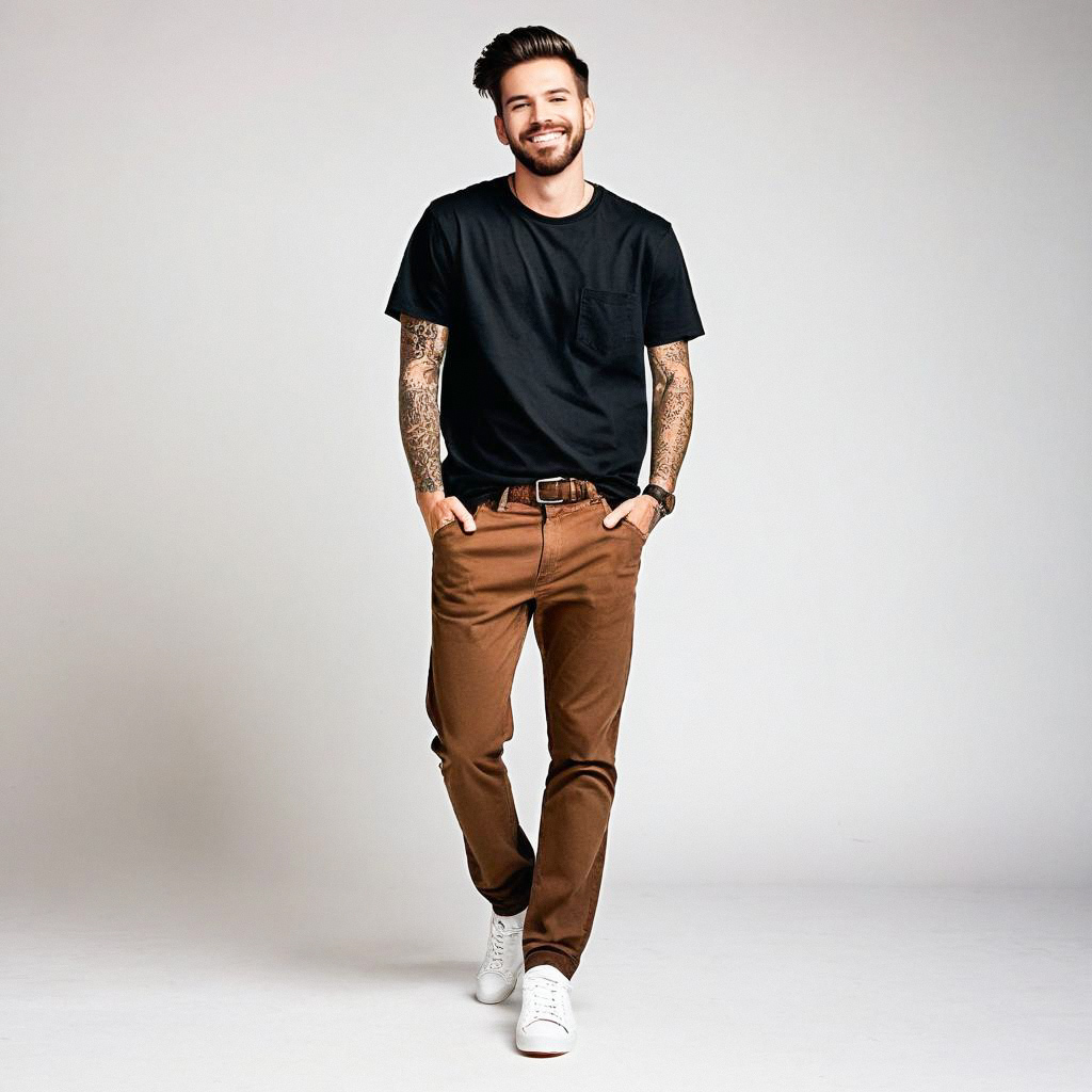 Confident Young Man with Tattoos Smiling