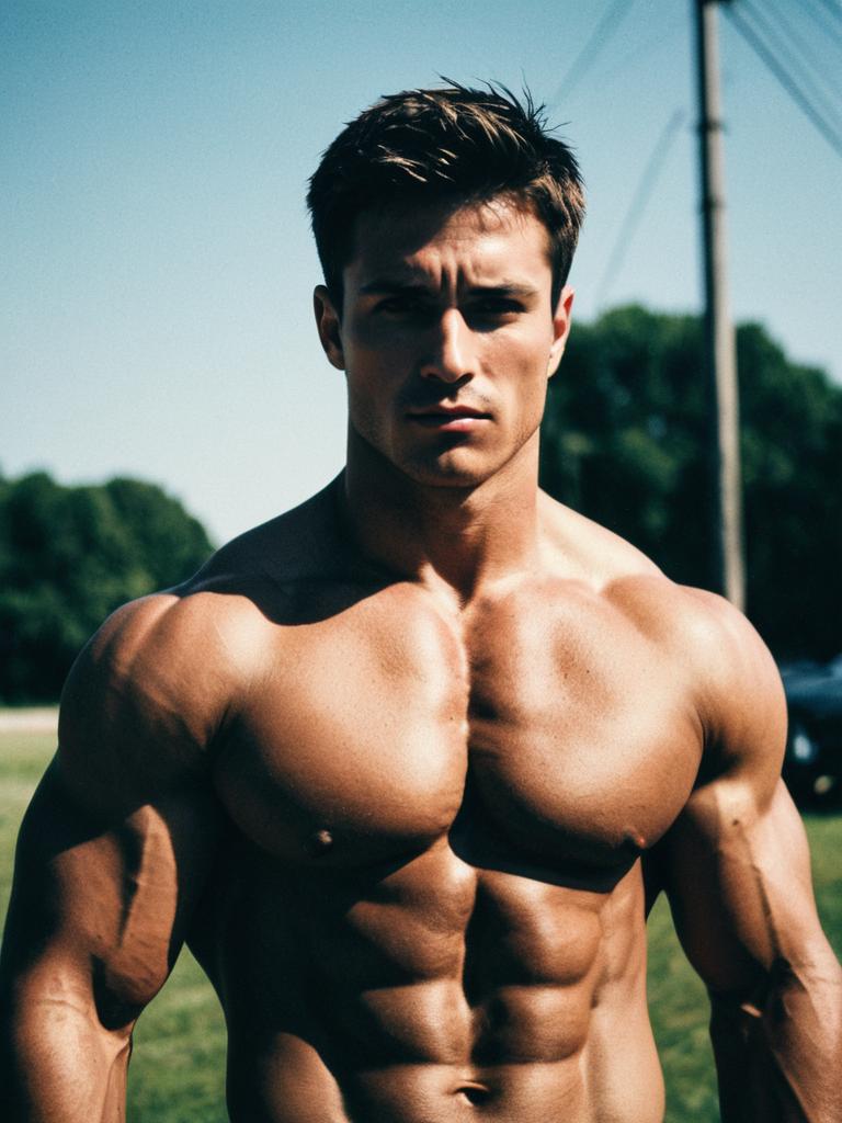 Muscular Man Outdoors with Defined Physique