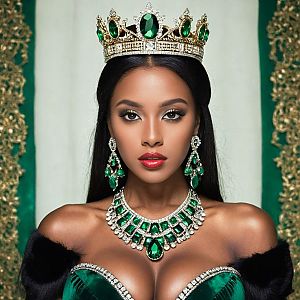 Regal Woman in Emerald and Diamond Crown
