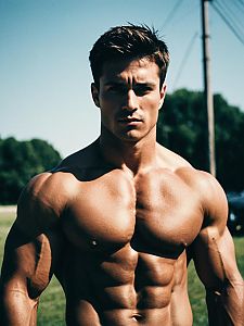Muscular Man Outdoors with Defined Physique