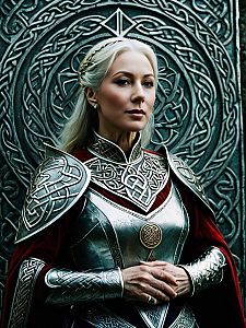 Regal Woman in Excalibur Inspired Celtic Armor Costume