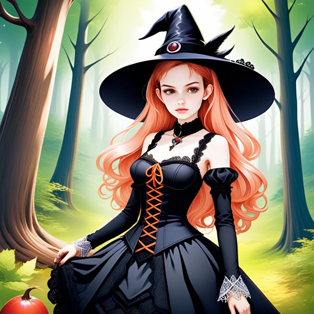 Elegant Witch in Mystical Forest Elegant Witch in Mystical Forest