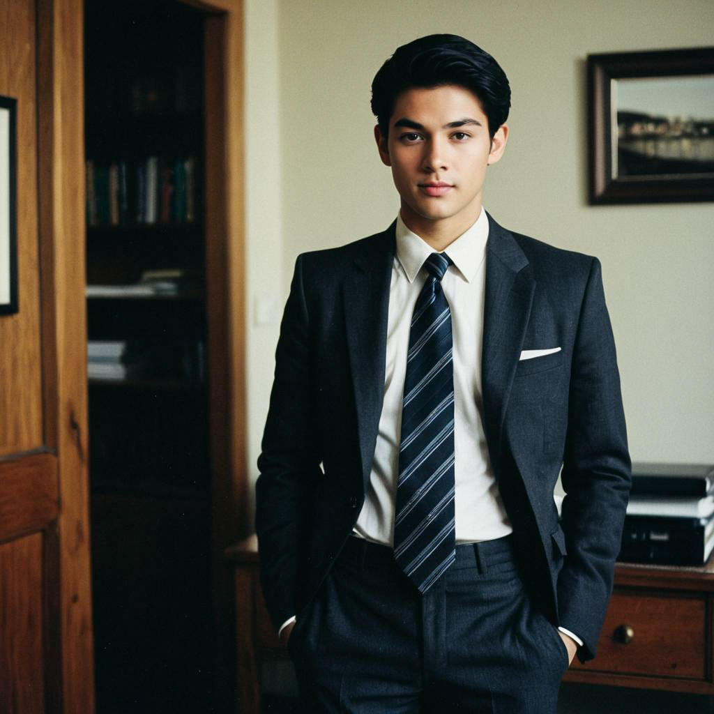 Confident Young Man in Dark Suit