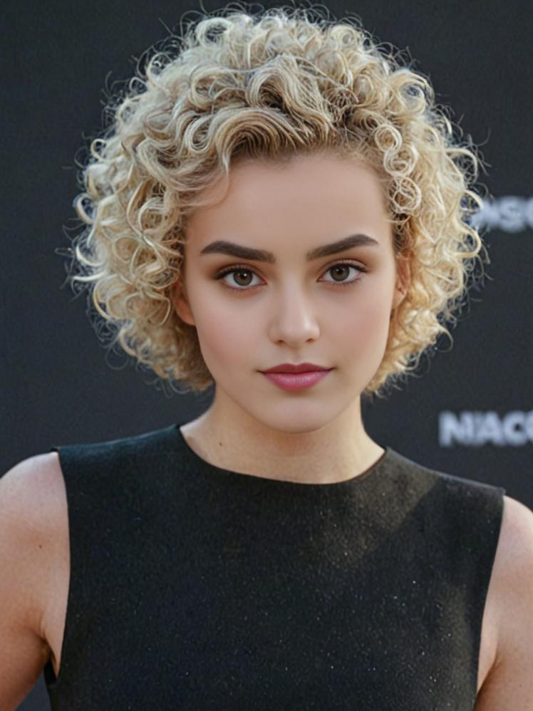 Portrait of a serene blonde woman in black top