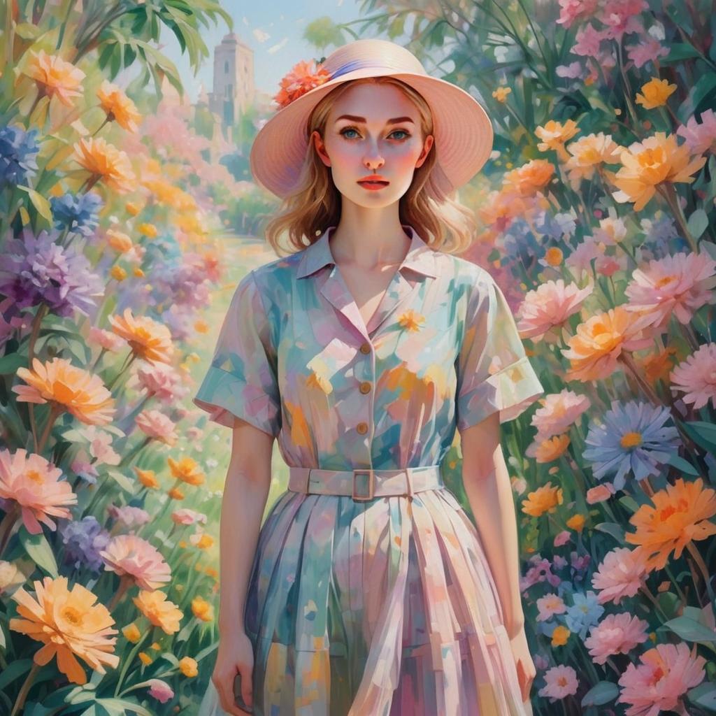 Elegant Woman in Blooming Garden Elegant Woman in Blooming Garden