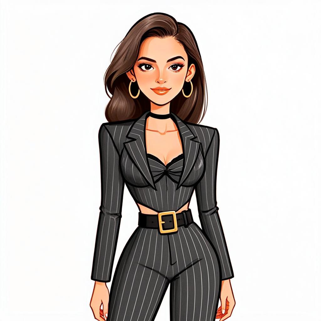 Stylish Modern Power Suit Woman Digital Illustration