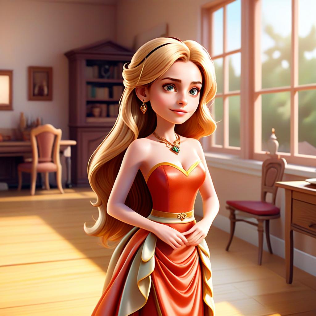 Young Woman in Orange Gown