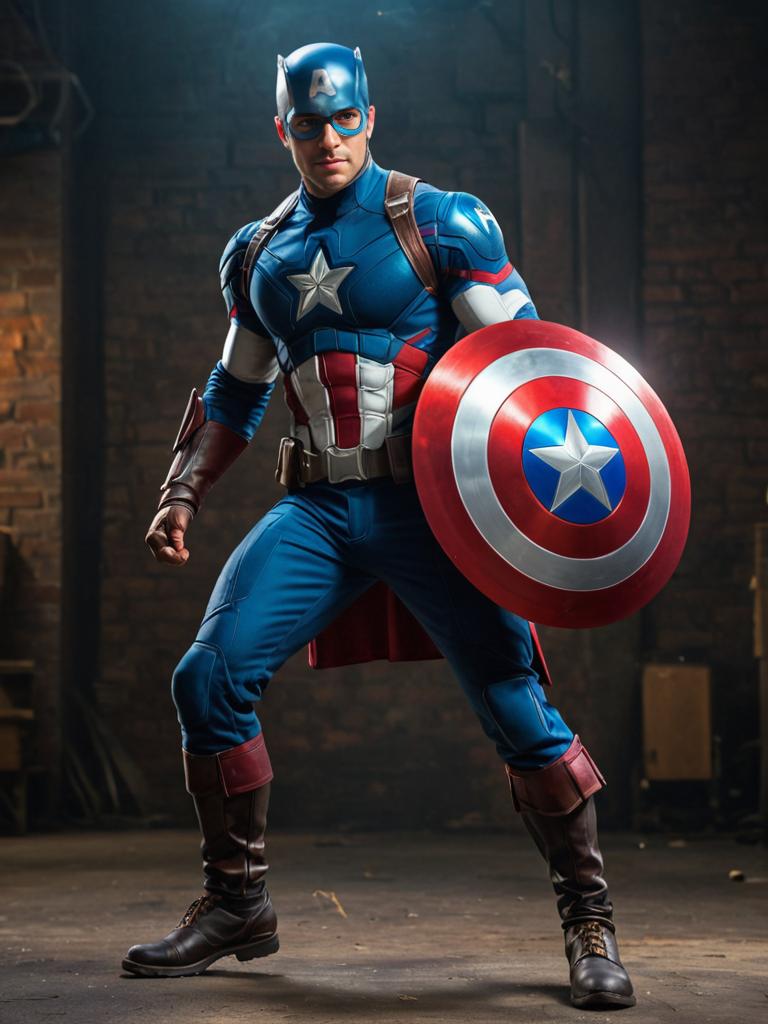 Heroic Captain America Portrait in Low Light