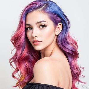 Stunning Woman with Colorful Hair and Flawless Beauty