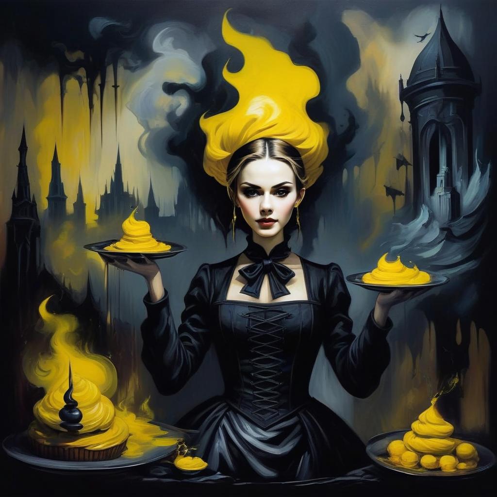 Woman with Fiery Hair and Yellow Desserts Woman with Fiery Hair and Yellow Desserts