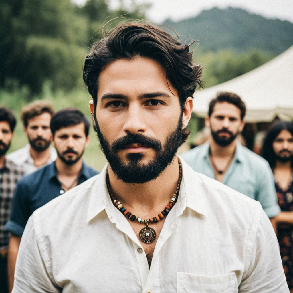 Confident Man in Boho Wedding Attire Confident Man in Boho Wedding Attire
