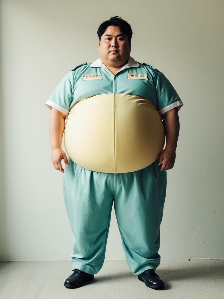 Man Wearing Realistic Fat Gum Cosplay Costume Taishiro Toyomitsu