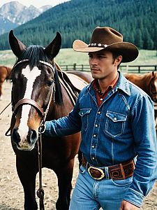 Man in Brokeback Mountain Costume with Horse Outdoor Portrait