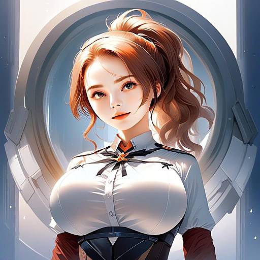 Aquila Kancolle Anime Style Digital Illustration of Woman in Uniform