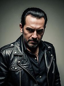 Photorealistic Dramatic Portrait of Man in Negan Costume Cosplay