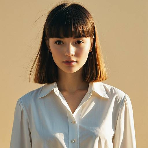 Portrait of a Young Woman in White Shirt with Natural Lighting