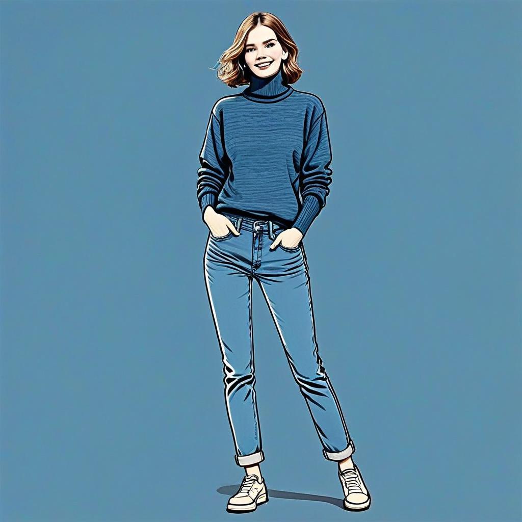 Stylish Woman in Blue Background