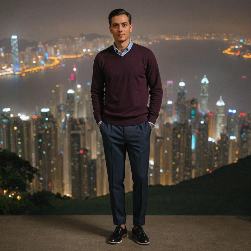 Stylish Man at Victoria Peak, Hong Kong