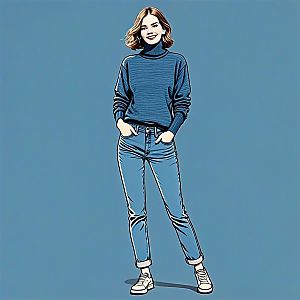 Stylish Woman in Blue Background