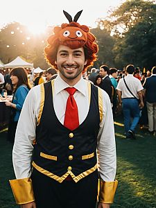 Man in Funny Show Character Costume at Outdoor Cosplay Event