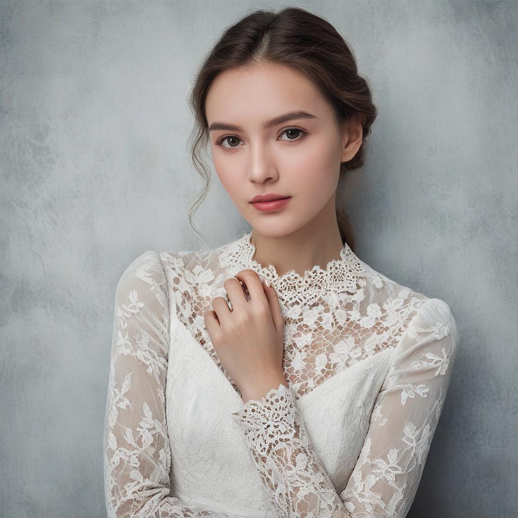 Elegant Young Woman in White Lace Bridal Gown Portrait mc2xfwbrn4wrd3p5 Elegant Young Woman in White Lace Bridal Gown Portrait mc2xfwbrn4wrd3p5