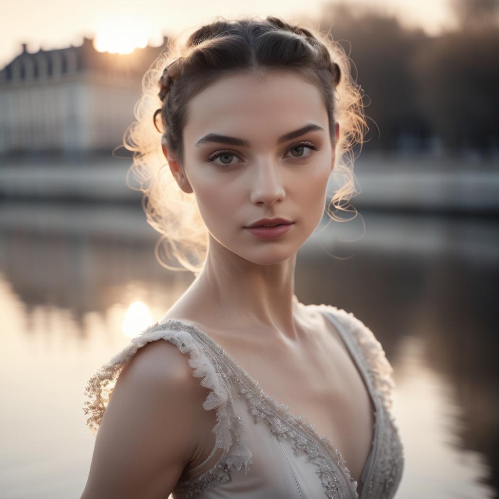 Ethereal Woman Portrait at Sunset