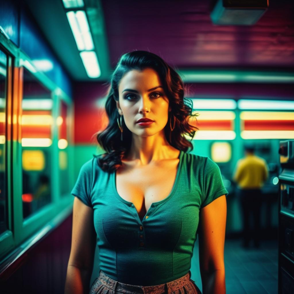 Confident Woman in Retro Diner Confident Woman in Retro Diner