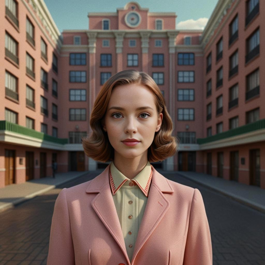 Confident Woman in Vintage-Inspired Building