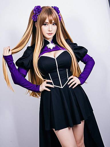 Anya Melfissa Cosplay in Black and Purple Anime Costume