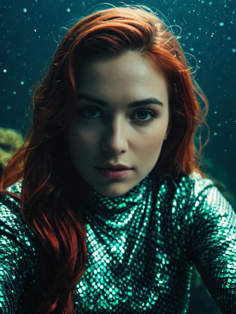 Close-up of Woman in Mermaid Costume