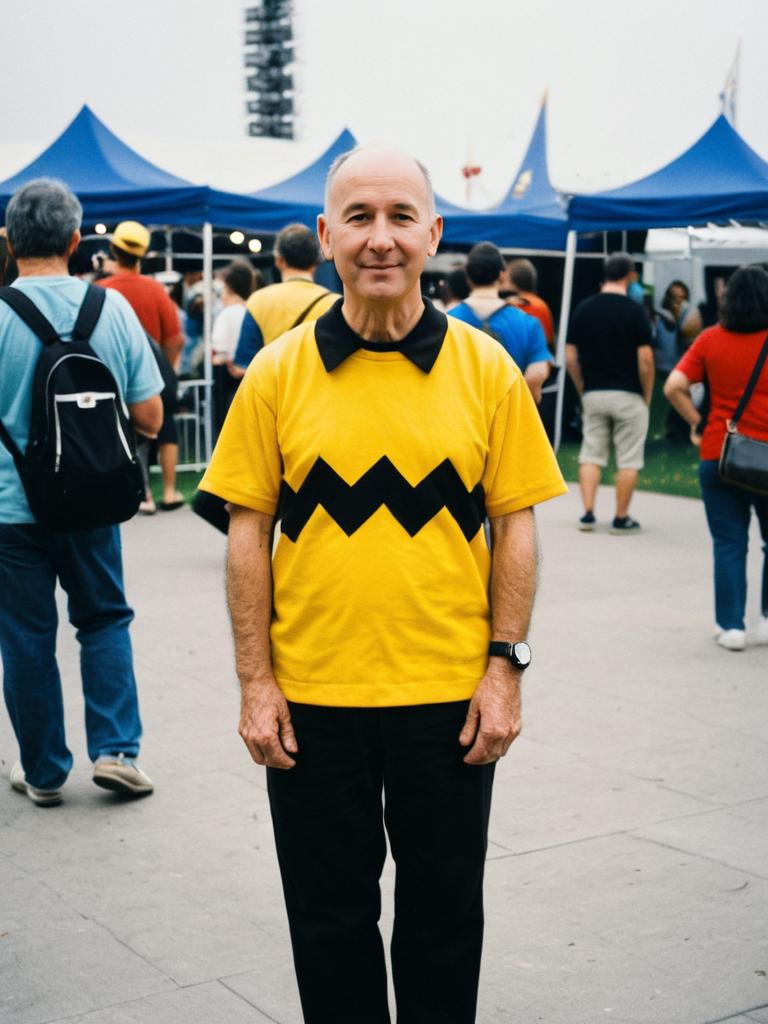 Man in Charlie Brown Costume Candid Cosplay Portrait at Cartoon Theme Event