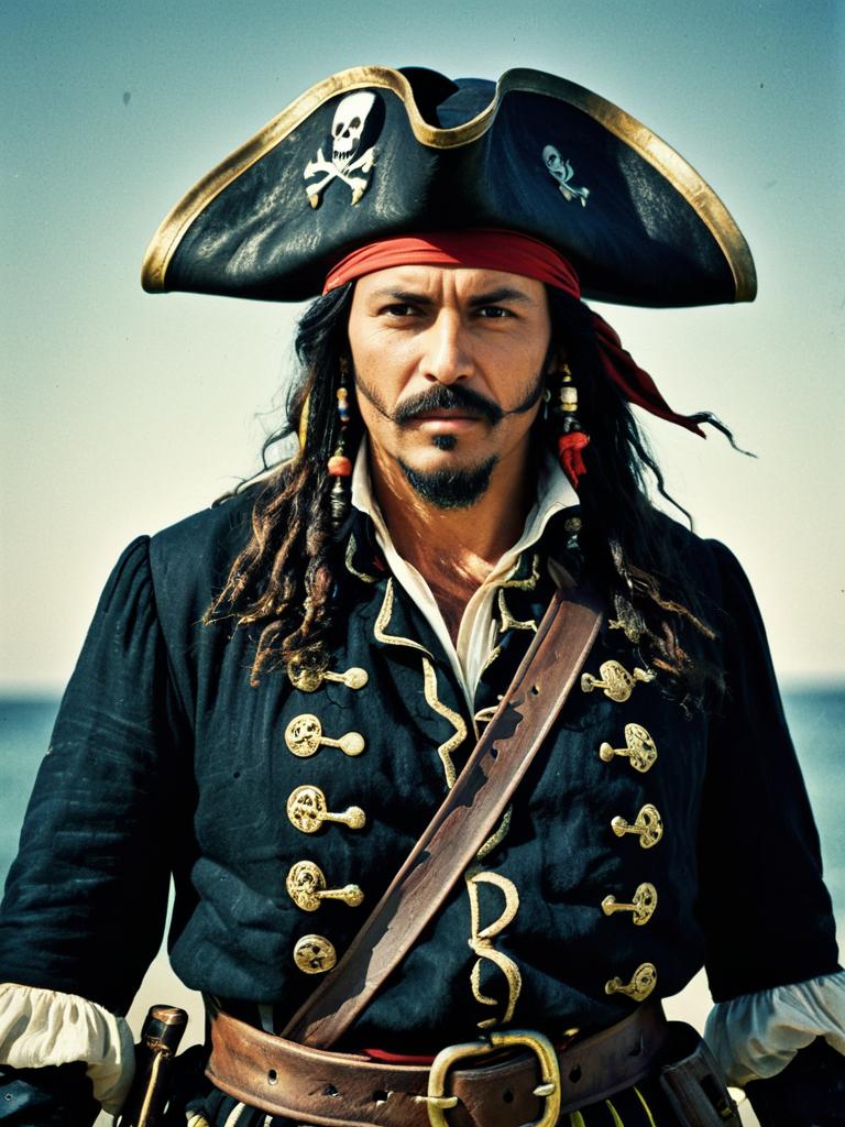 Realistic Pirate Costume Man in Classic Swashbuckler Outfit