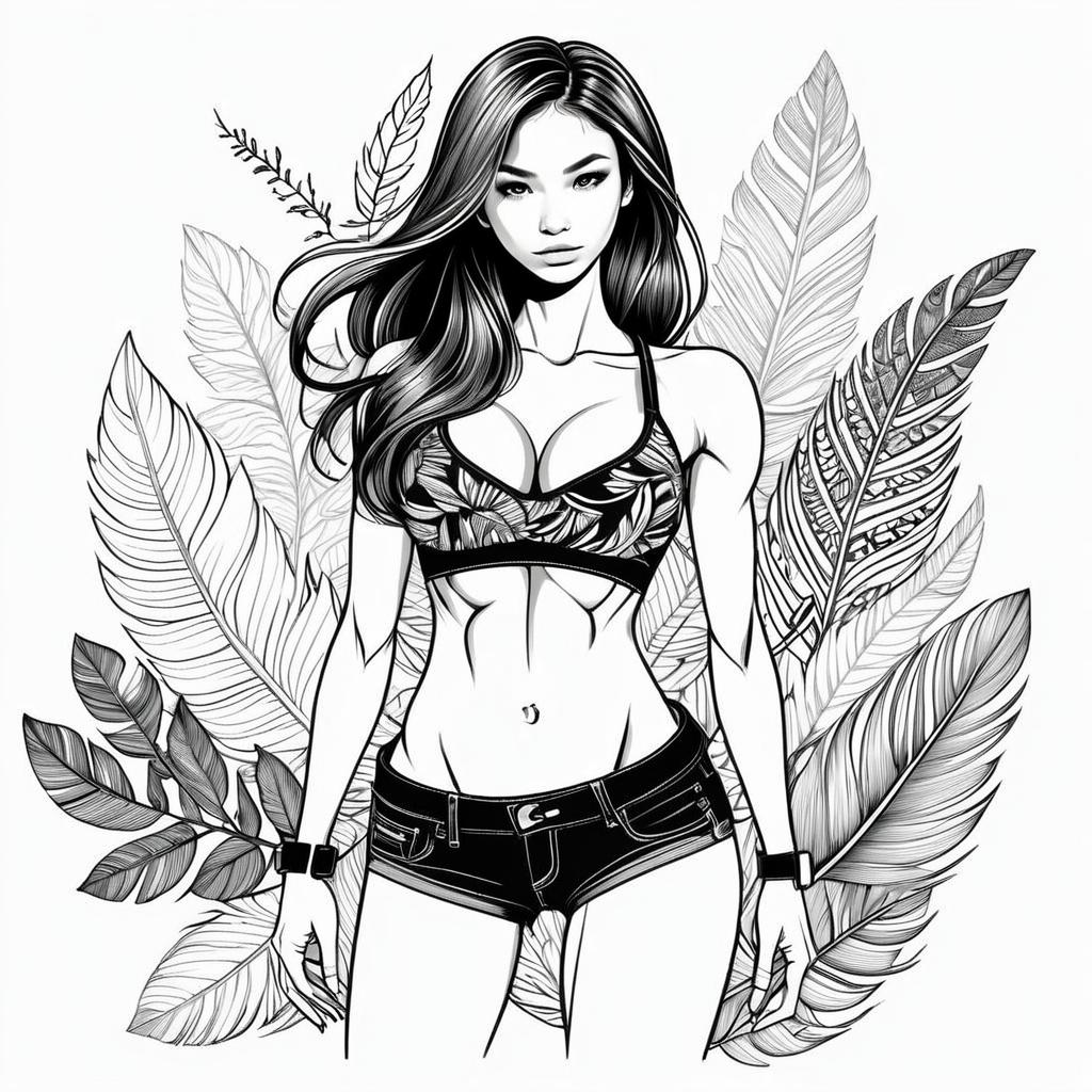 Confident Woman in Tropical Setting