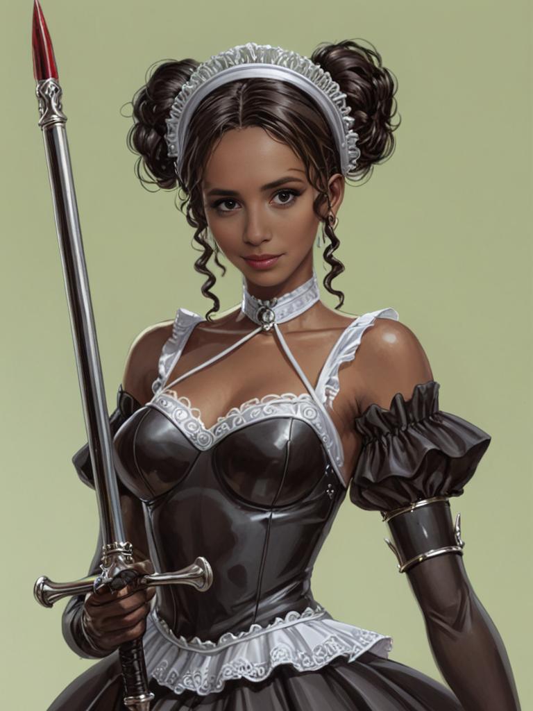 Victorian Maid with Sword - Strong and Determined