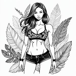 Confident Woman in Tropical Setting