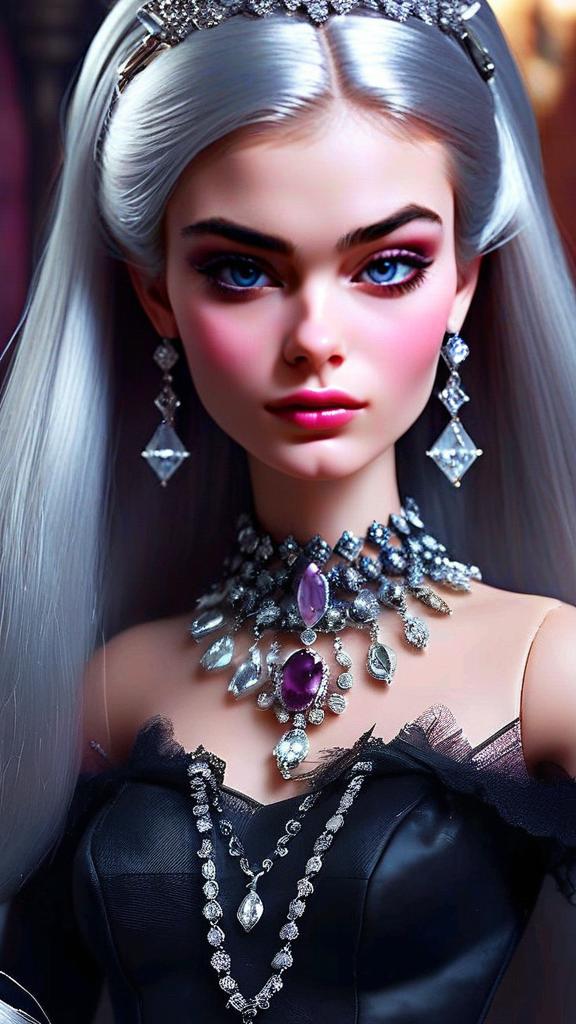 Elegant Woman with Silver Hair in Black Dress Elegant Woman with Silver Hair in Black Dress