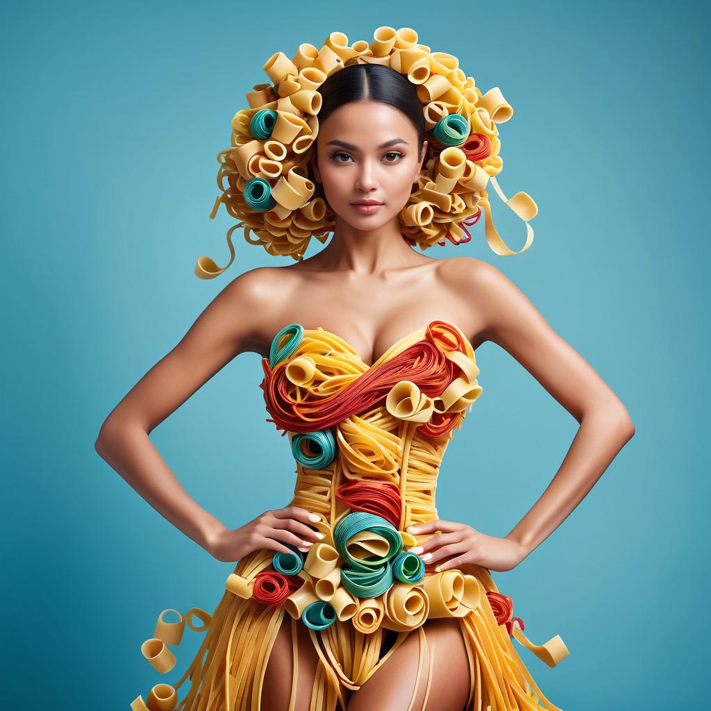 Model in Vibrant Pasta Dress