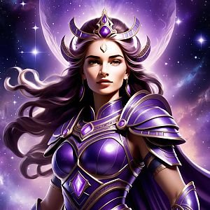 Powerful Woman in Cosmic Armor